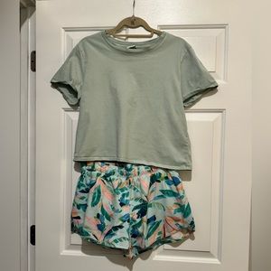 Outdoor Voices Everyday Short Sleeve Shirt & Old Navy StretchTech Run Shorts